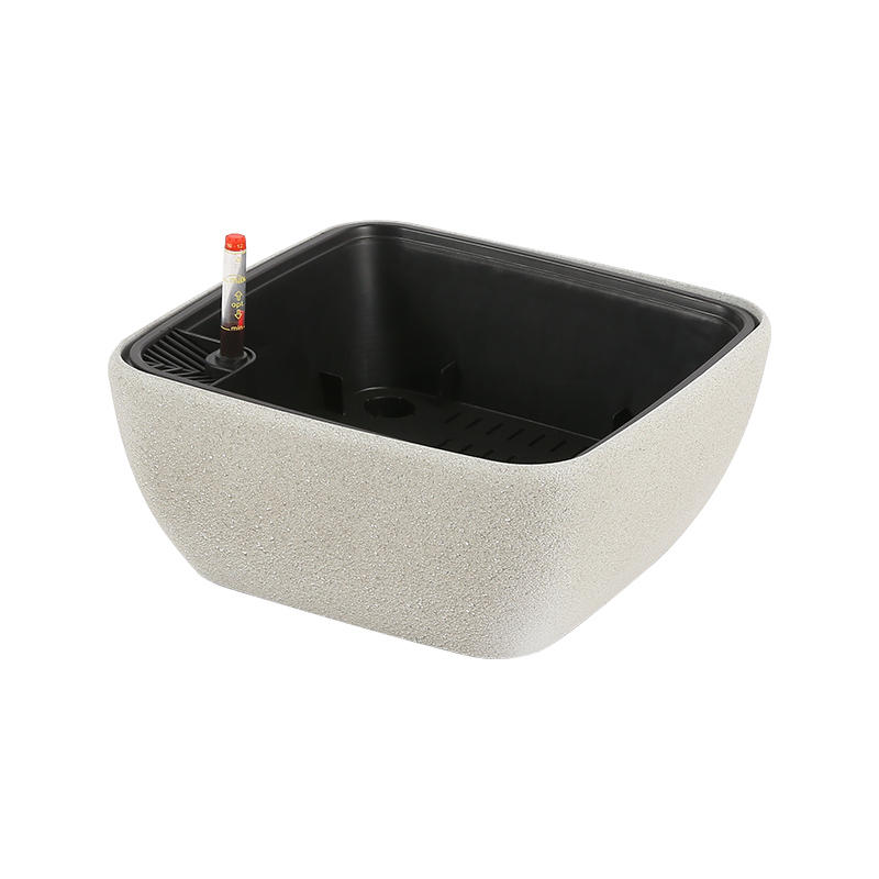 Model 1011ps square sandblasted desktop self watering plant pot