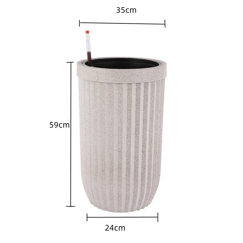 Model 7005ps Chunky round wave pattern self-watering flower pot