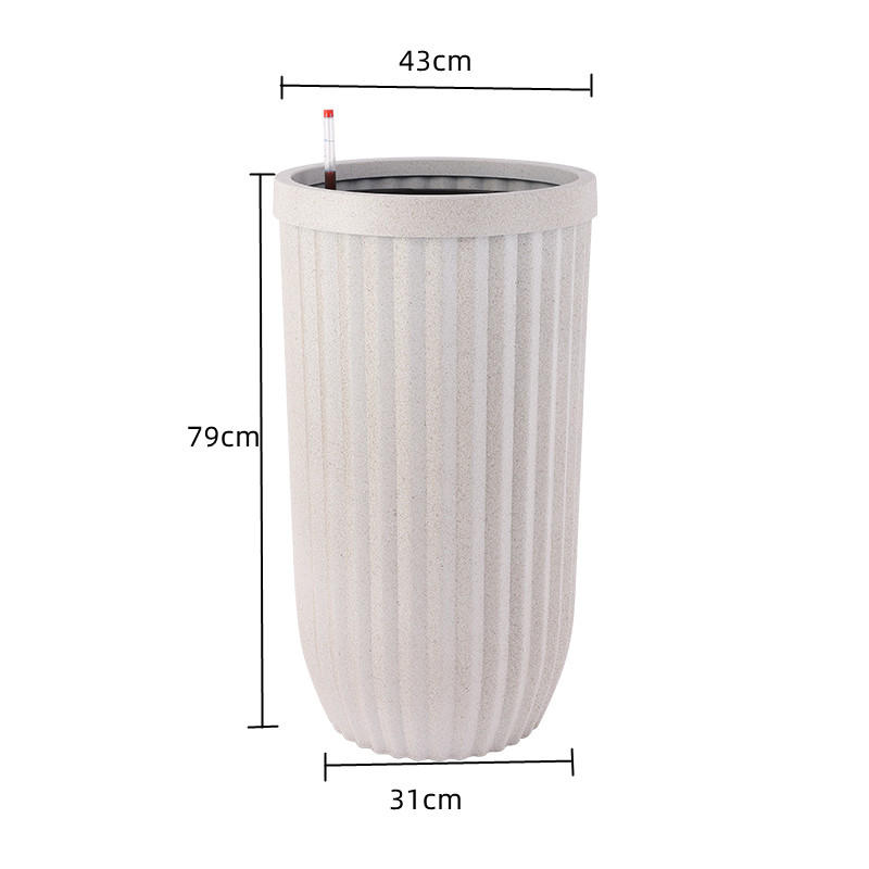 Model 7006ps Chunky round wave pattern self-watering flower pot
